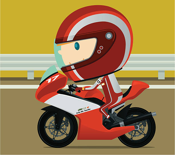 오토바이 레이싱을 - sports venue motorcycle motorized sport racecar stock illustrations
