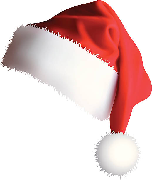 ilustraciones, imágenes clip art, dibujos animados e iconos de stock de santa's cap (vector xxxl jpg) - gorro de papá noel