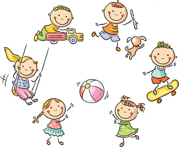 Vector illustration of Kids playing