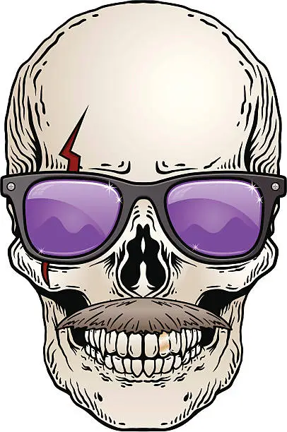 Vector illustration of Hipster Skull