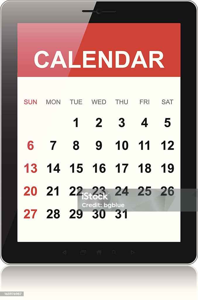 Calendario en tablet pc - arte vectorial de Aparato de telecomunicación libre de derechos