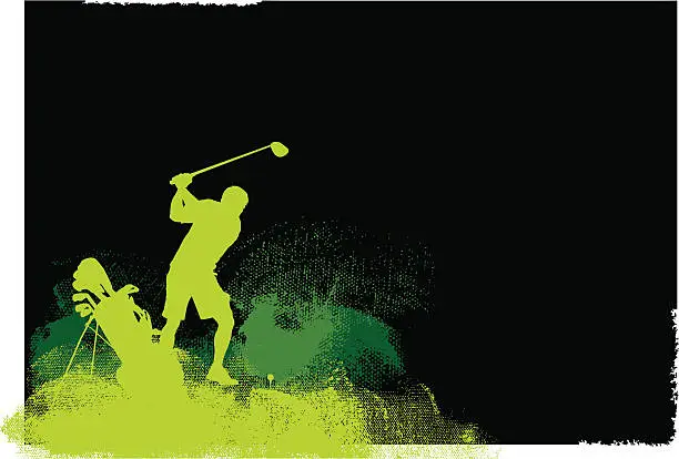 Vector illustration of Golfer Teeing Off - Golf Grunge Graphic Background