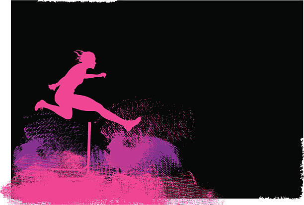 ilustrações de stock, clip art, desenhos animados e ícones de evento de pista-atleta de 110 metros com barreiras fundo, feminino - hurdling hurdle vector silhouette