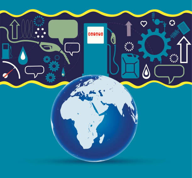 Oil Production et monde - Illustration vectorielle