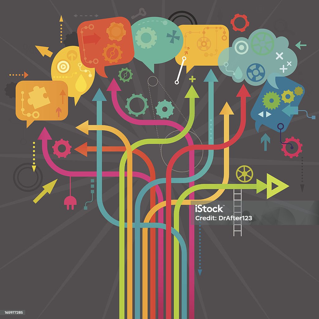 Árbol de diseño de medios sociales - arte vectorial de Comunicación libre de derechos