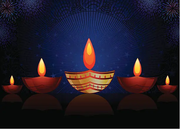 Vector illustration of Diwali Lamp