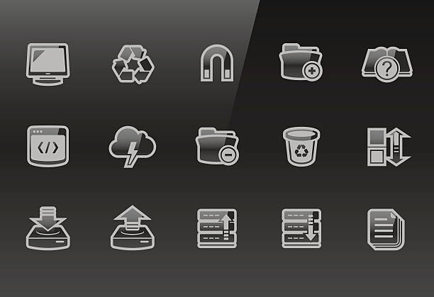 Soft contact – Implementator icons Vector icons. Easy for scaling, use with any background. High resolution "jpg" included. upload surrogate shiny black background stock illustrations