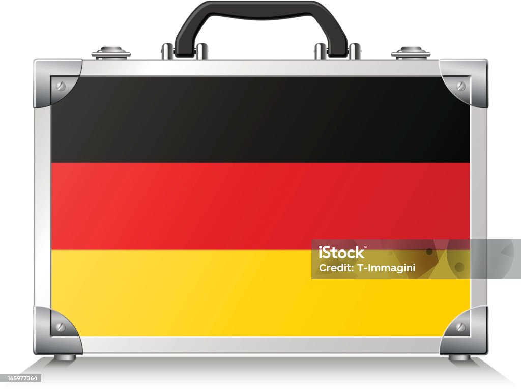 German Suitcase Metal case with flag of Germany. Black Color stock vector