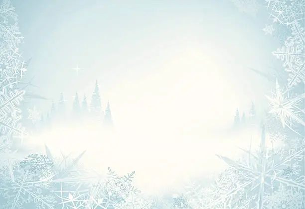 Vector illustration of A frosty icy wintery background with long stars