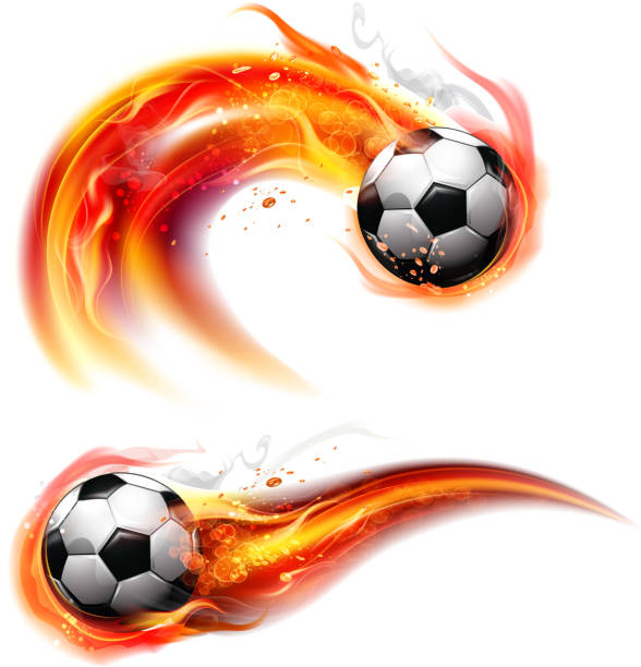 piłka nożna na ogień trail - fire soccer backgrounds design element stock illustrations