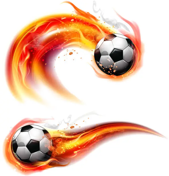 Vector illustration of Soccer ball on fire trail