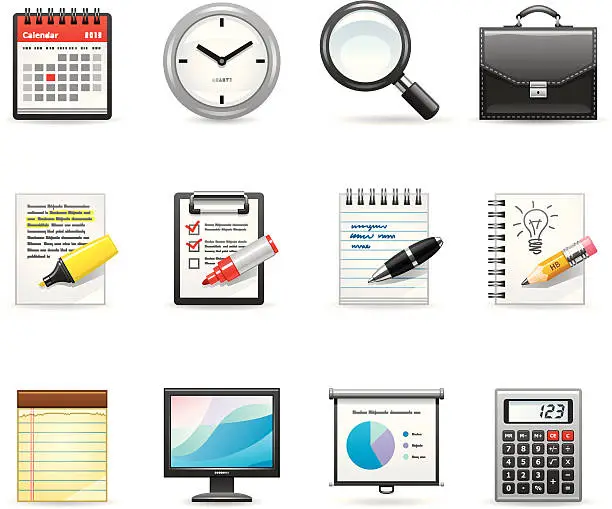 Vector illustration of Icons representing an office and business