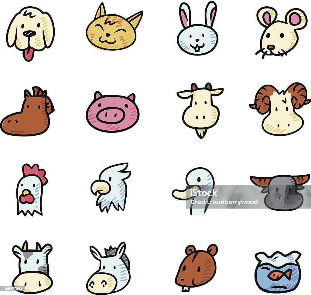 Farm Animal Icon Set Vector File of Doodle Animal Icon Set Doodle stock vector