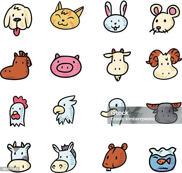 Farm Animal Icon Set Stock Illustration - Download Image Now - Doodle, Pets, Animal
