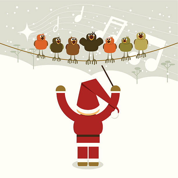 santa's christmas orchestra - note to santa stock-grafiken, -clipart, -cartoons und -symbole