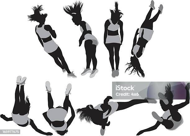 Multiple Images Of A Gymnast In Action Stock Illustration - Download Image Now - Women, One Woman Only, Falling