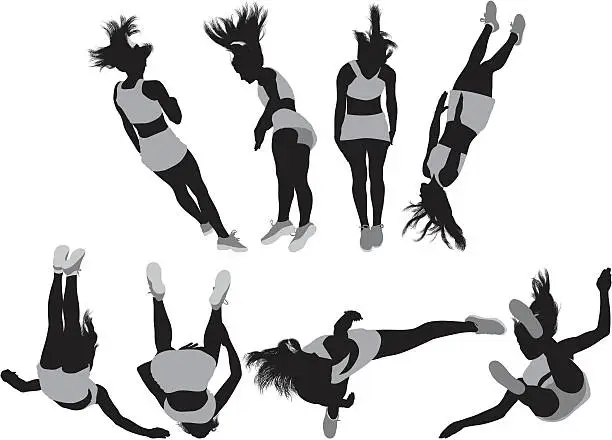 Vector illustration of Multiple images of a gymnast in action