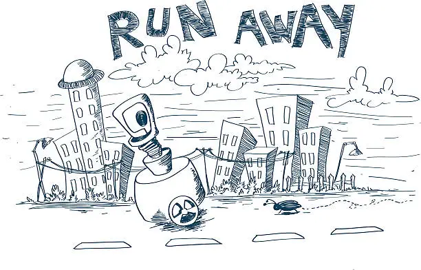 Vector illustration of run away