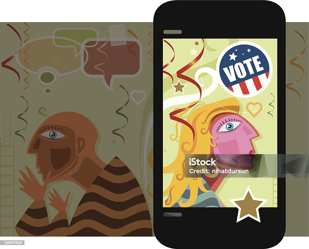 Komórkowy i różnorodne wyniki wyborów - Grafika wektorowa royalty-free (Aplikacja mobilna)
