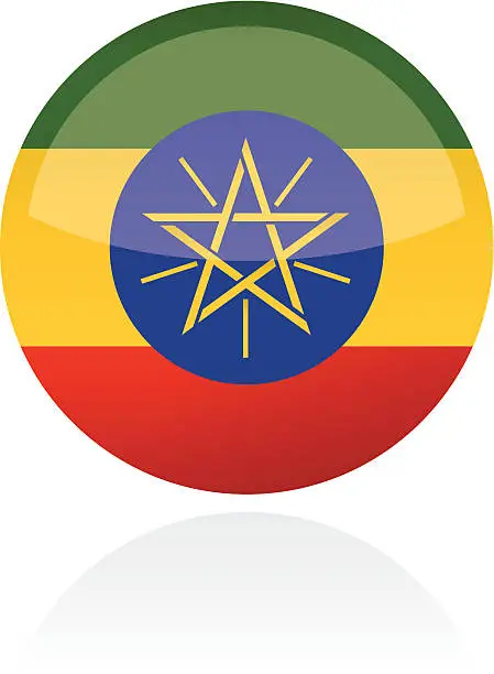 Vector illustration of Ethiopia, Africa Flag Button