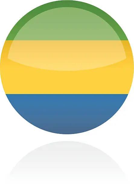Vector illustration of Gabon, Africa Flag Button