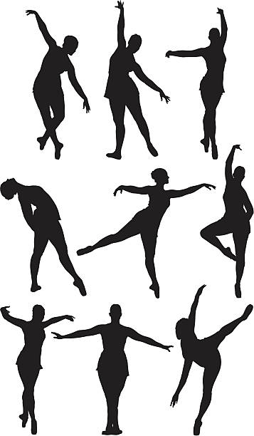 여러 이미지를 발레 댄서 - silhouette ballet dancer the splits dancing stock illustrations