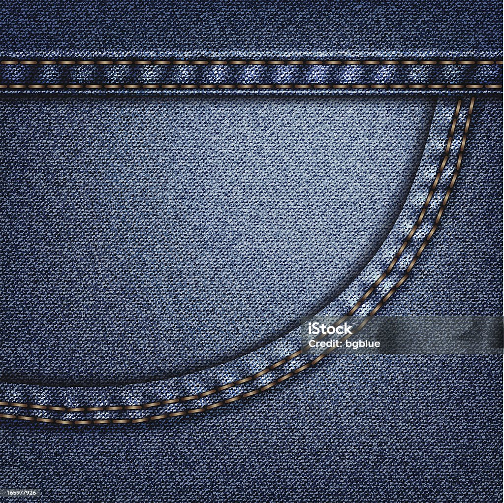 Jeans pocket Realistic front pocket of blue jeans. Jeans stock vector