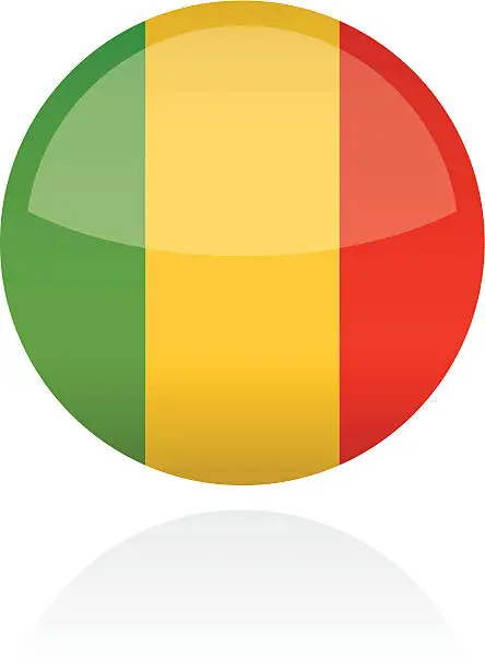 Vector illustration of Mali, Africa Flag Button