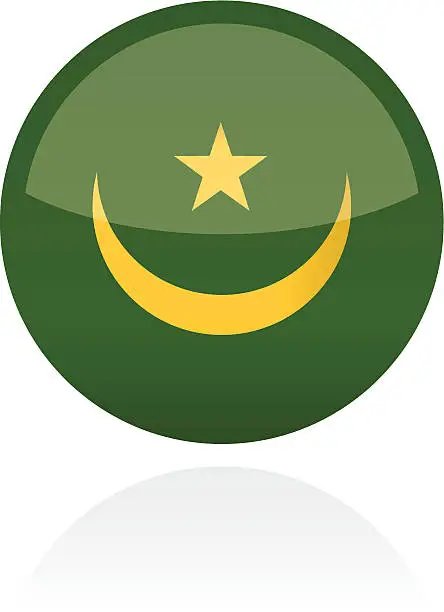 Vector illustration of Mauritania, Africa Flag Button