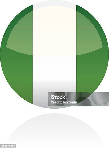 Нигерия Африка Флаг Кнопка — стоковая векторная графика и другие изображения на тему Без людей - Без людей, Белый фон, Блестящий