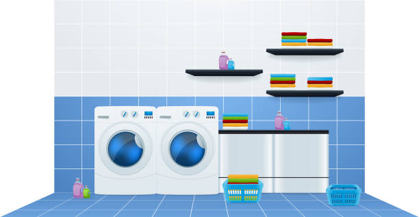 Laundry room vector art illustration