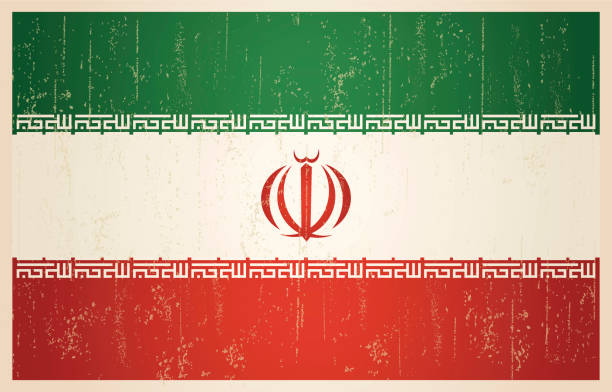 ilustraciones, imágenes clip art, dibujos animados e iconos de stock de bandera iraní en estilo grunge y vintage estilo. - iranian flag