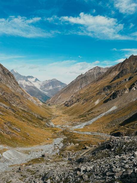 Beautiful Valley above Täschalp stock photo