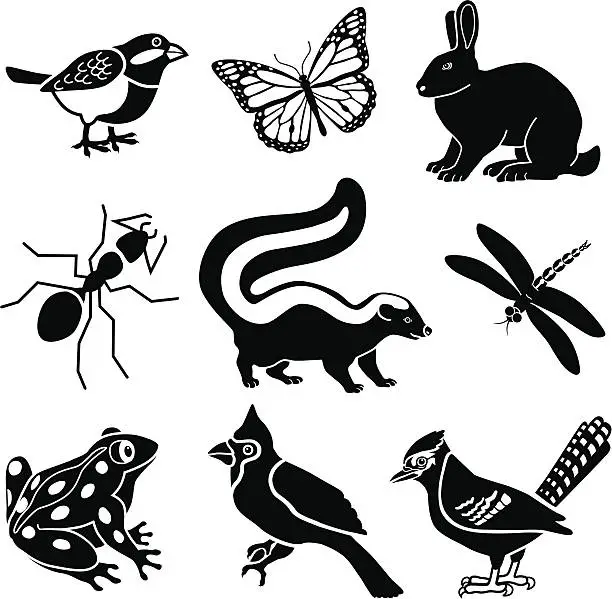 Vector illustration of small woodland animals