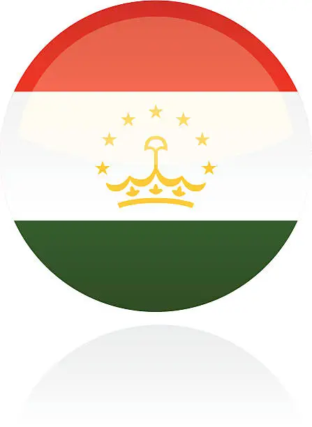 Vector illustration of Tajikistan, Asia Flag Button