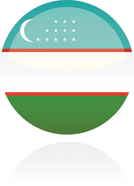 Vector illustration of Uzbekistan, Asia Flag Button