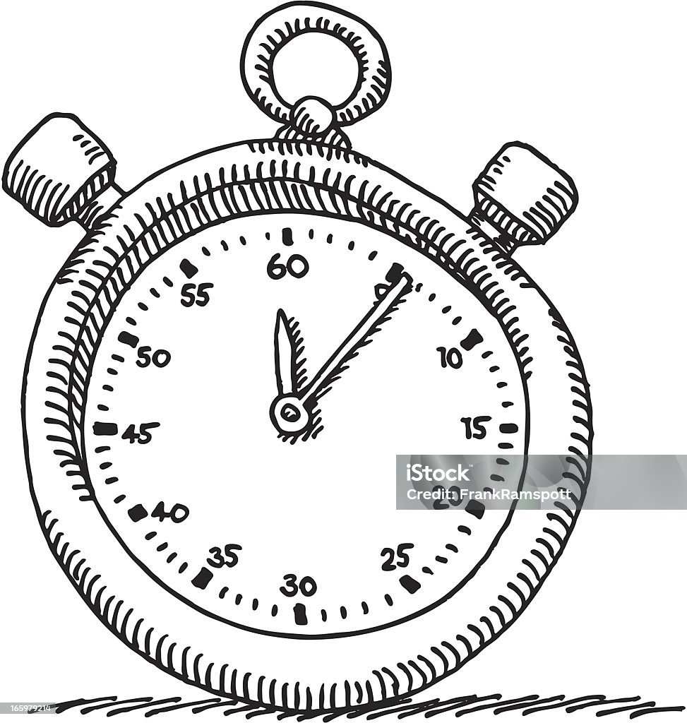 Stopwatch Drawing Hand-drawn vector drawing of a Stopwatch. Black-and-White sketch on a transparent background (.eps-file). Included files: EPS (v8) and Hi-Res JPG. Clock stock vector