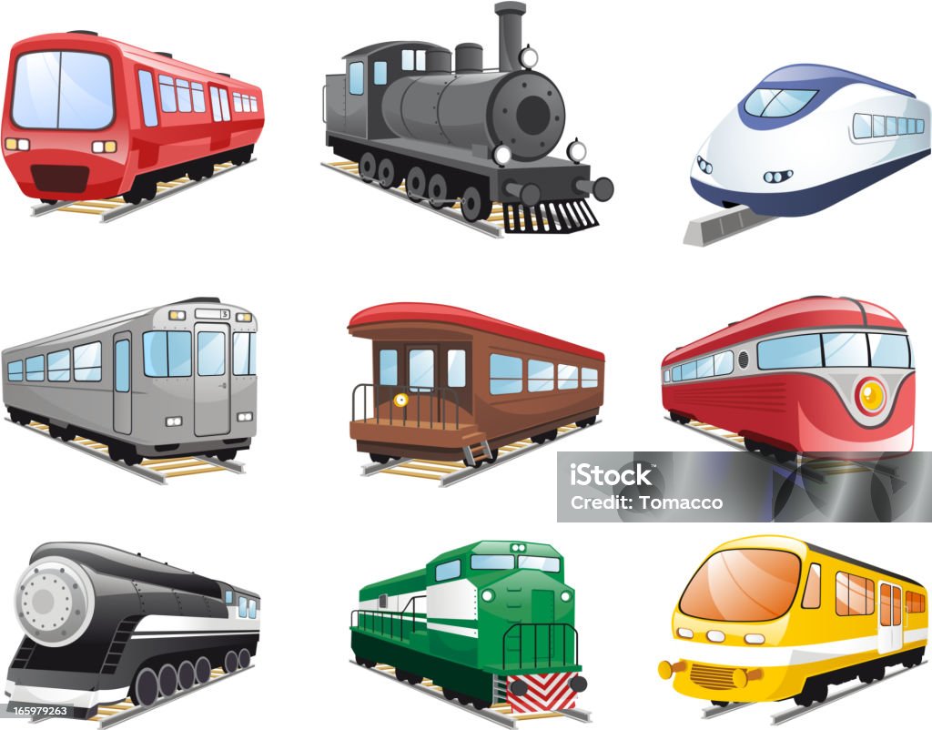 鉄道のコレクション - 列車のロイヤリティフリーベクトルアート