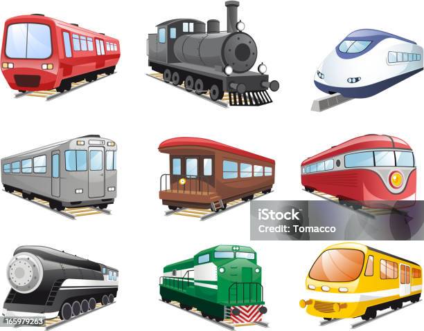 Train Collection Stock Illustration - Download Image Now - Train - Vehicle, Illustration, Cartoon