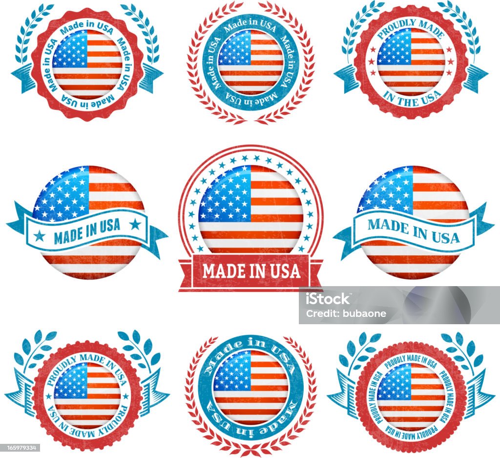 Faite dans le Badge USA patriotique illustration icon set - clipart vectoriel de Drapeau américain libre de droits