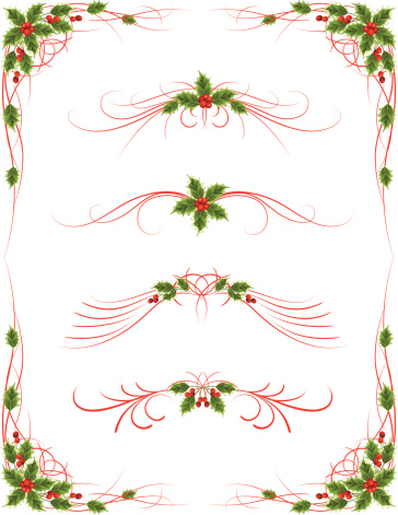 Christmas Holly Ribbons Dividers and Frame