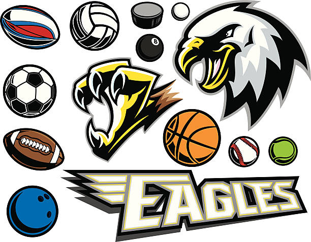 Eagle & Claw Mascot This sports package comes with with the Eagle head, Claw and Text. The balls in this collections do not have gradients. Colors are simple and easy to edit. All secondary color levels are removable down to a simple flat color image. The file is provided as an Illustrator 10 EPS and a 300dpi high-rez jpg. talon stock illustrations