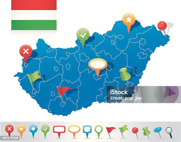 Carte De Navigation Avec Des Icônes De La Hongrie Vecteurs libres de droits et plus d'images vectorielles de Budapest - Budapest, Carte, Carte de pays