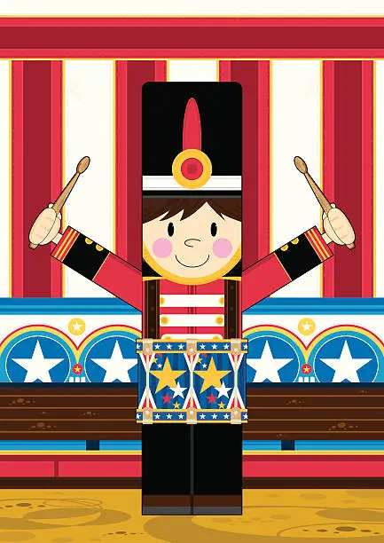 Vector illustration of Nutcracker Soldier Playing Drum Scene