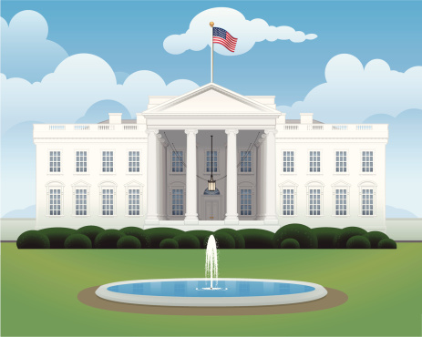 Illustration of The White House. Layered and grouped for ease of use. Download includes EPS8 file and hi-res jpeg. 