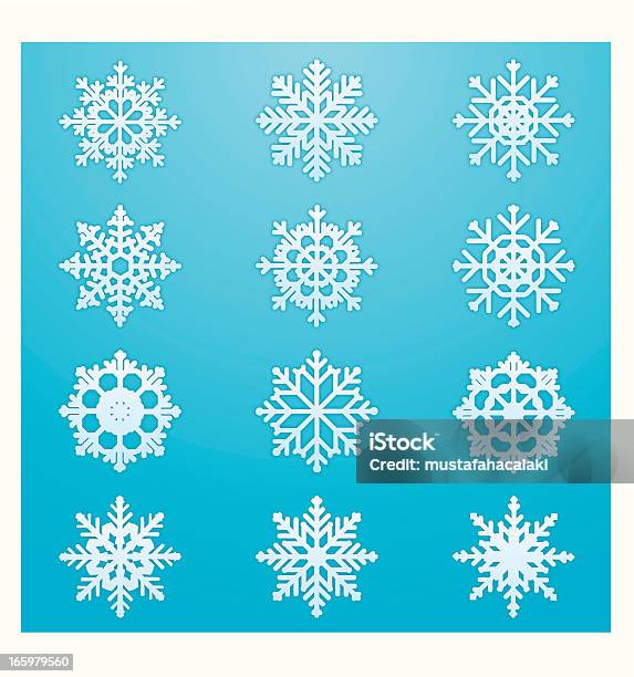 Flocos De Neve - Arte vetorial de stock e mais imagens de A nevar - A nevar, Abstrato, Azul
