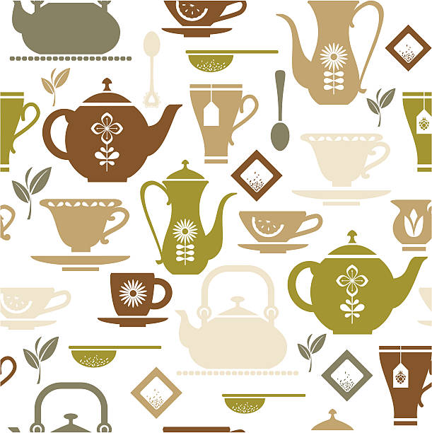 illustrations, cliparts, dessins animés et icônes de thé répétez le motif - tea cup afternoon tea tea teapot