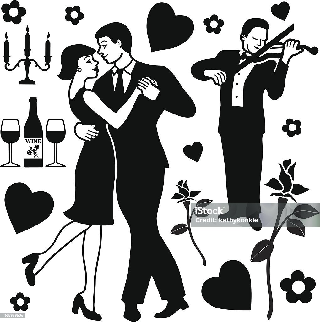 dancing after dinner Vector design elements with a romantic theme. Dancing stock vector
