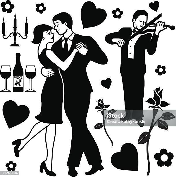 Dancing After Dinner Stock Illustration - Download Image Now - Dancing, Adult, Black And White