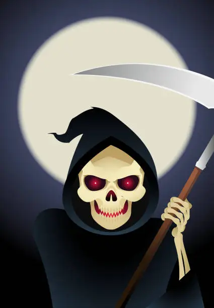 Vector illustration of Grim reaper, the angel of abyss and death
